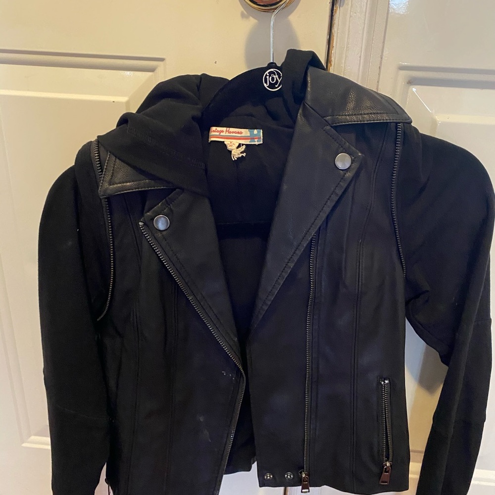 Girls faux leather and cotton jacket